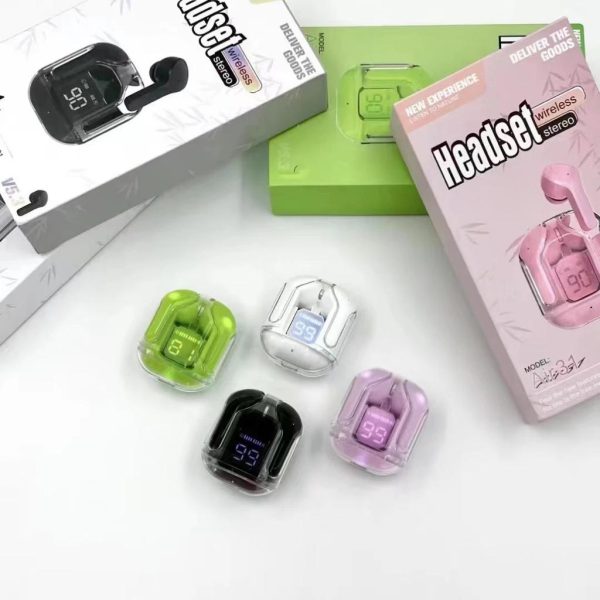 Air31 Earbuds Wireless Crystal Transparent Body | Air 31 Tws  Bluetooth 5.3 (random Color)